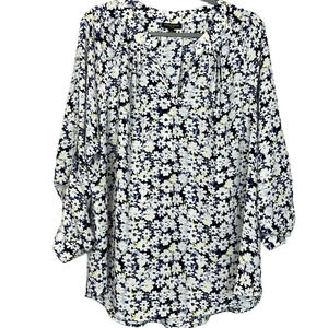 Lord & Taylor Women’s Floral Print Roll-up Tab Sleeve Blouse Size 1X